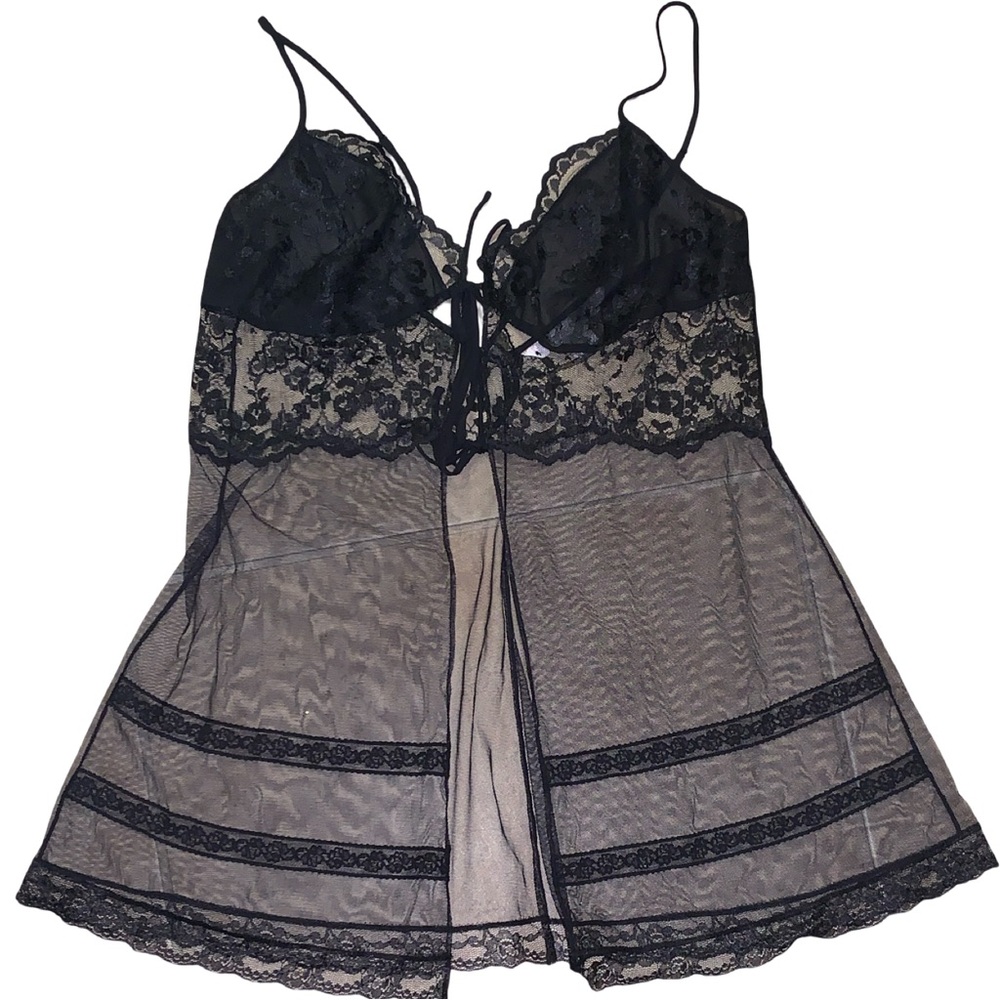 Vintage Victoria's Secret Lot Of 2 Y2K Sheer Fly-Away Babydoll Lingerie Sz M - Picture 3 of 5